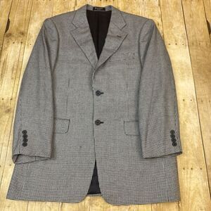 John W Nordstrom Blazer Loro Piana Cashmere White Black Houndstooth 40R